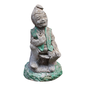 Mid-20th Century English Cast Stone Seated Garden Gnome