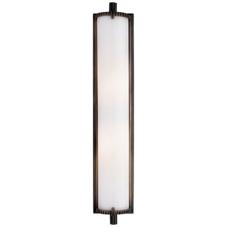 Thomas O'Brien for Visual Comfort Signature Calliope Tall Bath Light in Bronze with White Glass For Sale