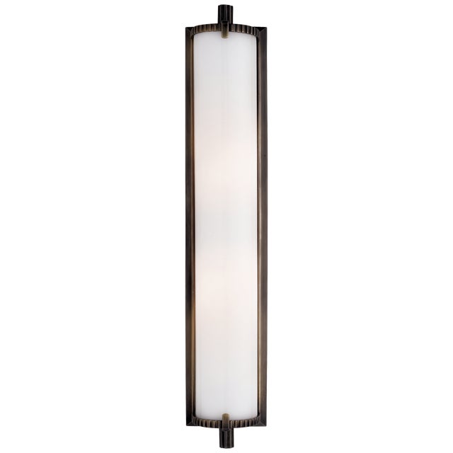 Thomas O'Brien for Visual Comfort Signature Calliope Tall Bath Light in Bronze with White Glass For Sale