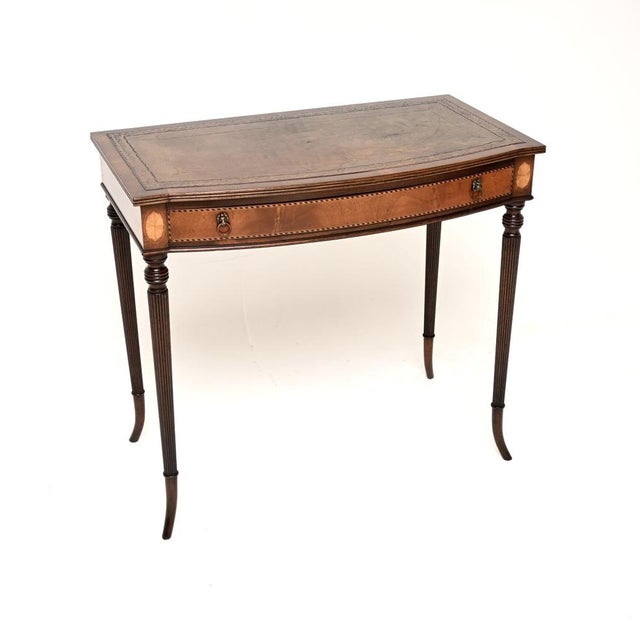 Vintage Inlaid Leather Top Desk, 1920 For Sale - Image 11 of 11