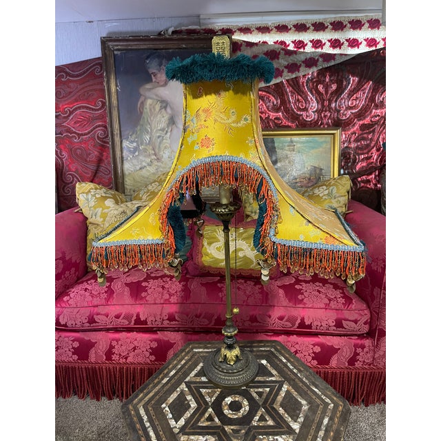 Back in stock…Large Single Custom couture 'Eiffel Tower' Shade. All hand made hand sewn as well the custom metal frame...