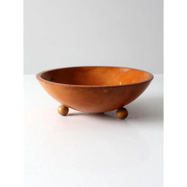Vintage Hand-Painted Wood Bowl For Sale - Image 4 of 10