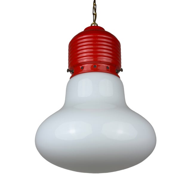 Vintage Opaline Glass Arianna Pendant Lamp by Piero Brombin for Artemide, Italy, 1980s For Sale