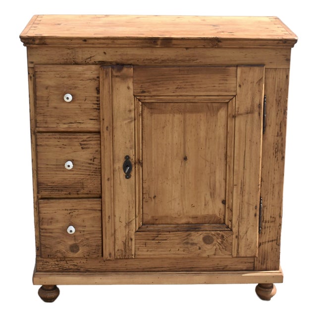 Pine Three Drawer Czech Bread Cupboard For Sale