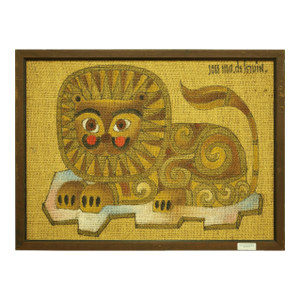 Jose Maria De Servin, Mexican Whimsical Folk Art Lion Painting Animalia
