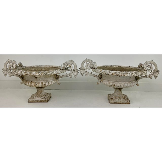Late 19th Century Cast Iron Garden Urns- a Pair For Sale - Image 9 of 9