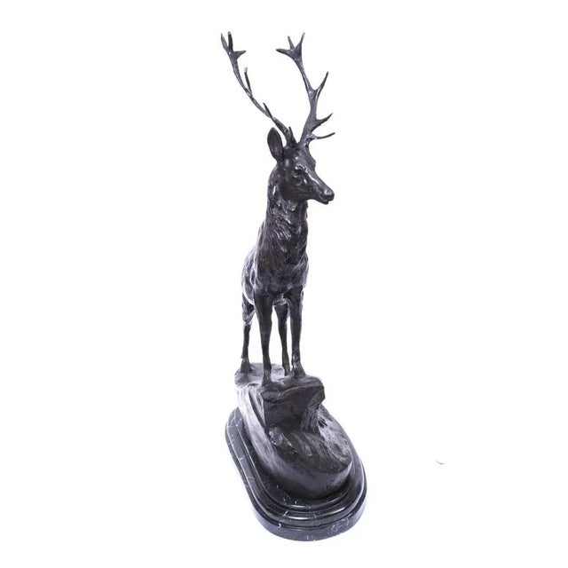 Large Bronze Stag Statuettes after Moigniez, 20th Century, Set of 2 For Sale - Image 11 of 18