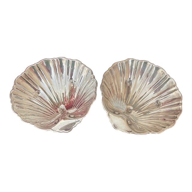 Pair of Sterling Silver Shell Dishes For Sale