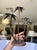 Metal Pair Patinated Tole Metal Palm Tree 5 Arm Candlestick Holders For Sale - Image 7 of 15