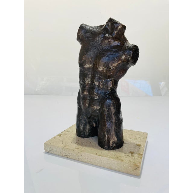 Figurative 1970s Victor Salmones Bronze Male Torso Sculpture Artist Proof, Figurative Mexican Art For Sale - Image 3 of 18