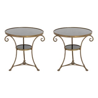 French Empire Style Marble and Brass Gueridon, Pr. For Sale