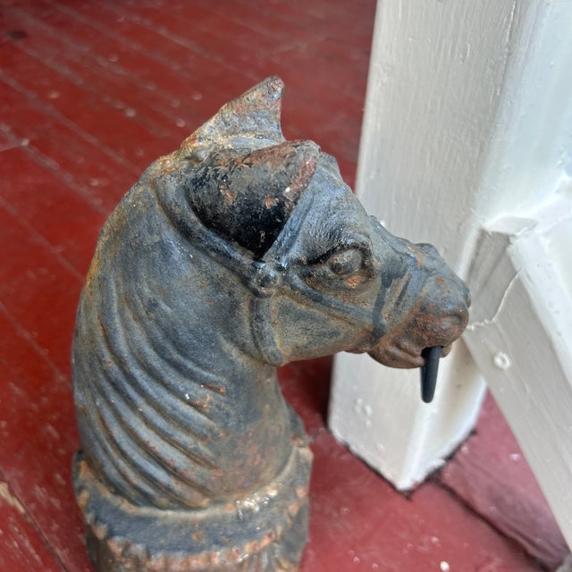 Antique Cast Iron Horse Head Post Topper For Sale - Image 4 of 8
