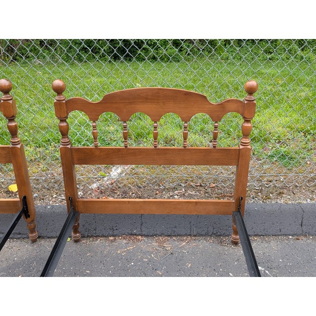Vintage Twin Size Maple Cannonball Bed Frame - A Pair For Sale - Image 10 of 11