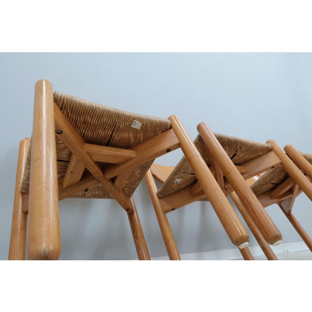 Vintage Rustic Dining Chairs with Straw Seat attributed to Renato Toso, 1970s, Set of 4 For Sale - Image 10 of 16