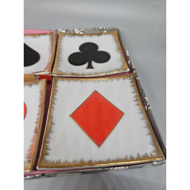 Vintage Napco Plate Set Hearts Clubs Spades Diamonds, original box