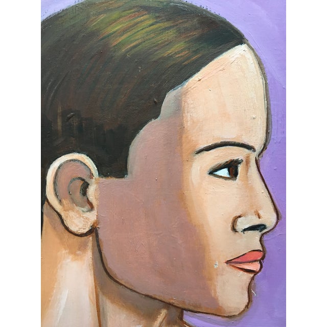 Fabulous and Unique Vintage Female Portrait on Board. Subject is Stunning and the Unique Style is very Art Deco meets...