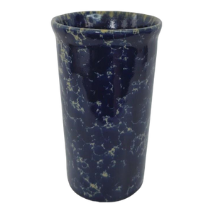Mid-Century Modern Bennington Potters Agate Blue Spongeware Earthenware Pottery Vase Crock Signed 1398 Dg David Gil