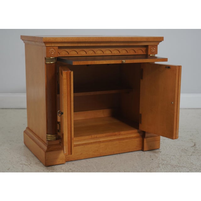 Pair Neoclassical Satinwood Finish 2 Door Nightstands For Sale - Image 4 of 18