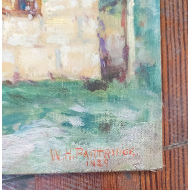 Textile 20th Century American Impressionist Oil Painting of a House by w.h. Partridge For Sale - Image 7 of 10