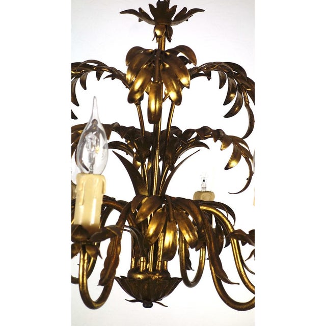 1960s Hollywood Regency Gilt Metal Palm Tree Chandelier, 1960s For Sale - Image 5 of 13