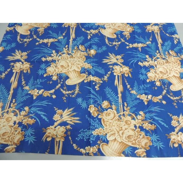Vintage Royal Blue Cotton Toile fabric Panel Size:32”W x 28”l