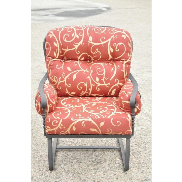 Meadowcraft Athens Deep Seating Wrought Iron High Back Spring Patio Lounge Chair. Item features a wide tall back bouncer...