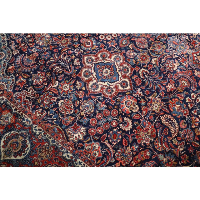 Late 19th Century Antique Zabihi Collection Navy Traditional Kashan Rug - 11'8" x 16'6" For Sale - Image 5 of 12