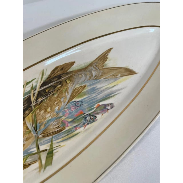 Antique French Longchamp Large Fish Platter Serving Dish For Sale - Image 9 of 14