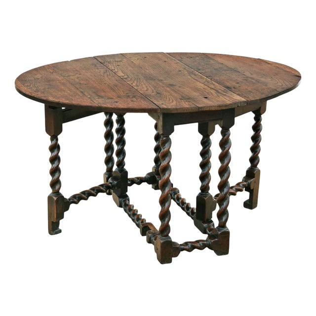 Antique Oak Drop-Leaf Gate Leg Dining Table, 18th Century For Sale