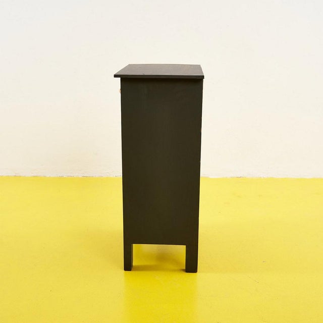 Wood Black Wooden Bedside Table with Gilt Details For Sale - Image 7 of 8