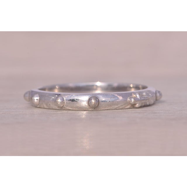 Metal The Hap: White Gold Rosary Cross Band For Sale - Image 7 of 10