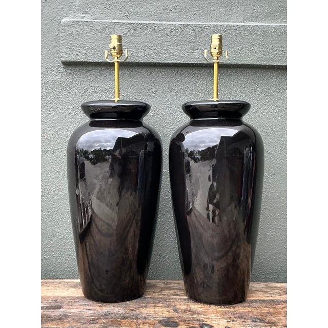 Vintage Postmodern Ceramic Lamps - A Pair For Sale - Image 4 of 12