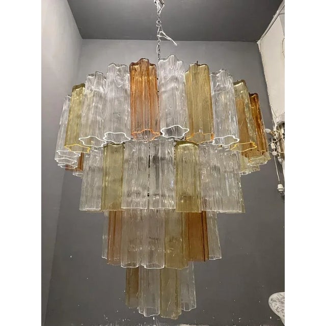 Large Multicolored Murano Glass Tube Tronchi Chandelier, 1970s For Sale - Image 9 of 9