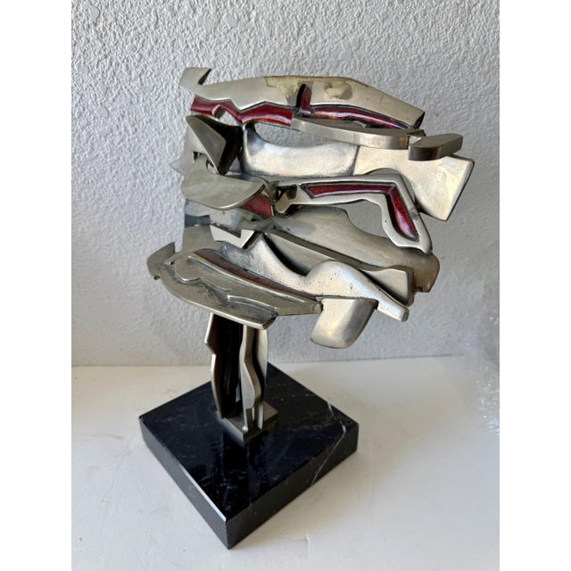 Studio Del Campo, ( most likely Virgilio Bari), Brutalist Abstract Sculpture, Signed and Dated, Brushed Steel and High...