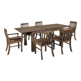Crafters and Weavers Mission Style Square Leg Dining Table Set - 7 Pieces For Sale
