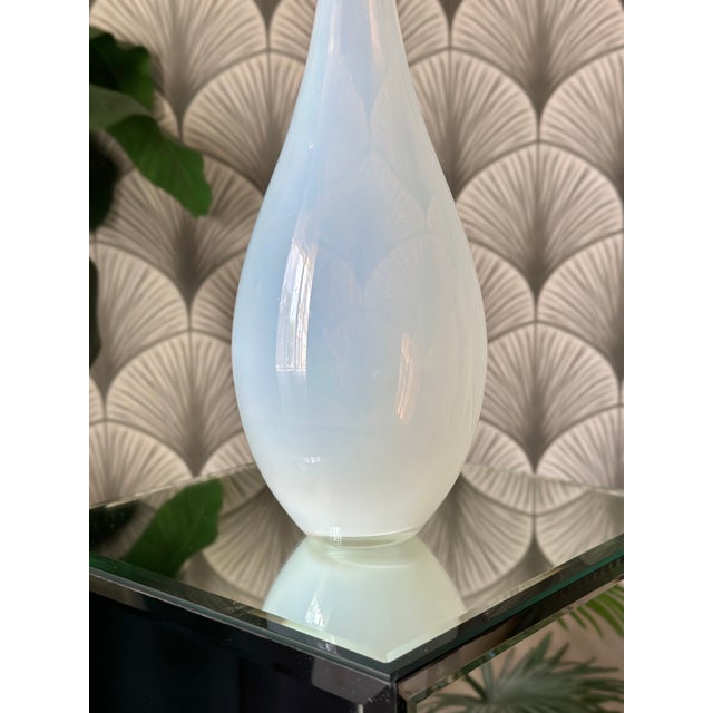 Vintage Mid-Century Modern Italian Empoli White Opaline Glass Decanter Genie Bottle For Sale In Los Angeles - Image 6 of 12
