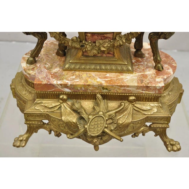 Vintage French Louis XV Style Brevetatto Italy Brass Marble Figural Cherub Clock For Sale In Philadelphia - Image 6 of 12