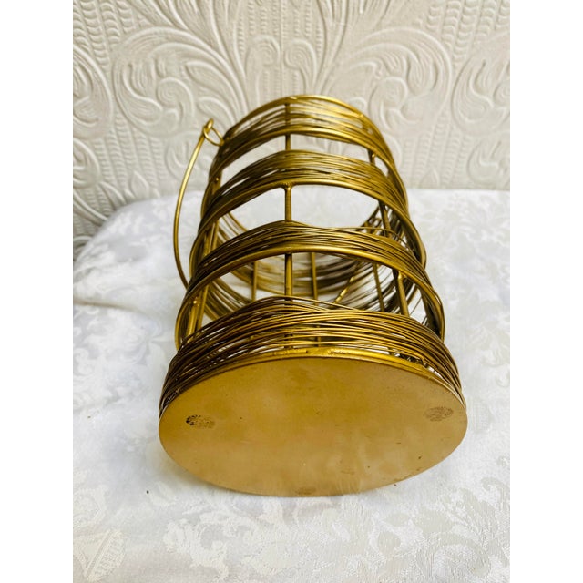 Metal Vintage Mid Century Brutalist Brass Wire Wine Bottle Holder For Sale - Image 7 of 9