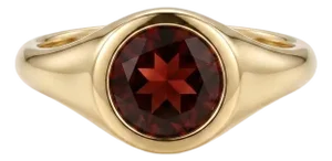 Natural Red Garnet Bezel Ring | 18k Yellow Gold Plated Minimalist Signet Ring | 6mm Round Gemstone Ring Us 7