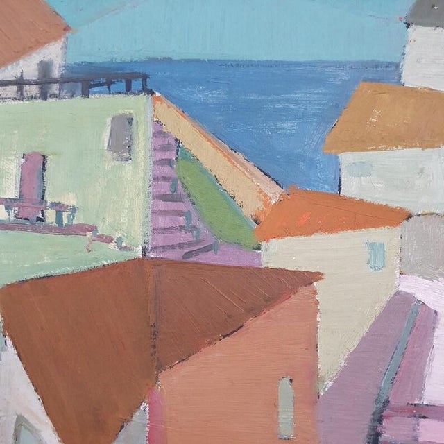 Mid-Century Modern Jonne Bergström, Coastal Village, 1952, Oil on Canvas For Sale - Image 3 of 18