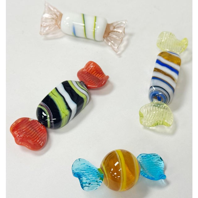 Art Deco Vintage Murano Style Blown Glass Wrap Candies, Set of 4 For Sale - Image 3 of 5