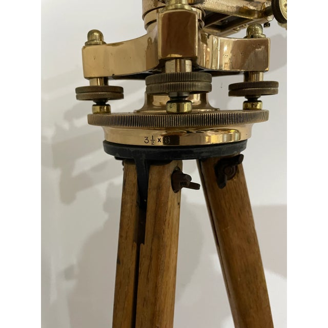 Surveyer's Transit 1953 Keuffel & Esser on Outdoor Wood Tripod For Sale - Image 11 of 13