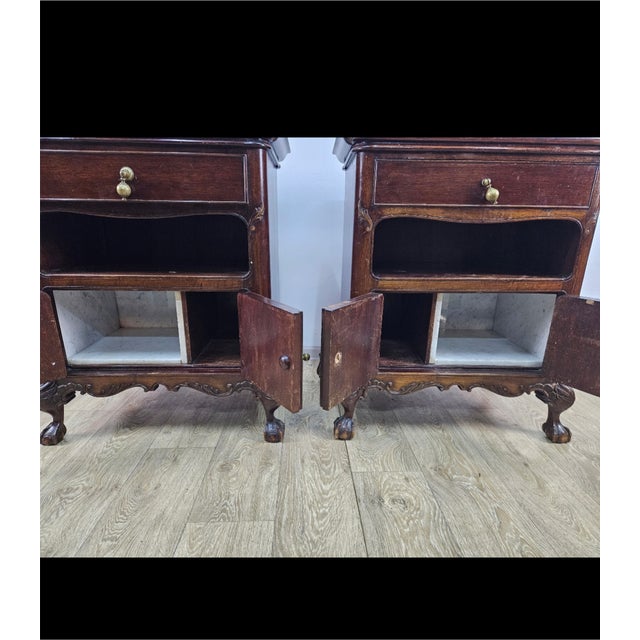 Wood Nightstands with Marble Interiors by Elisabeth Zu Stolberg, Gut Hasselburg, 1930s, Set of 2 For Sale - Image 7 of 17