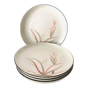 Vintage MCM Winfield California Hand Crafted China "Dragon Flower" Pattern Dinner Plates S/4