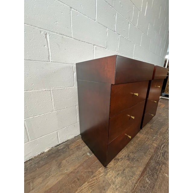 Wood Mid Century Modern Vanleigh Nightstands 4 Drawer For Sale - Image 7 of 10