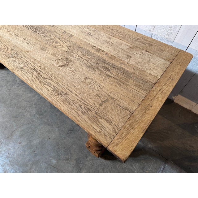 Larger Bleached Oak Farmhouse Dining Table, 1920 For Sale - Image 16 of 18
