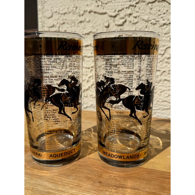 Glass Vintage 1960s Horse Racing Highball Glasses - a Pair For Sale - Image 7 of 10