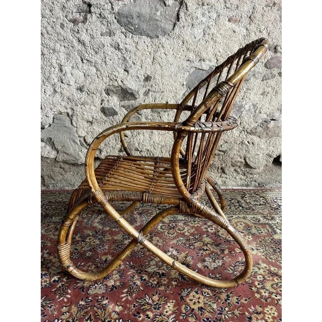 1950s Rattan Armchairs, 1950s, Set of 4 For Sale - Image 5 of 9