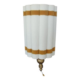 Mid-Century Hollywood Regency Scalloped Cylinder Pendant Lamp For Sale