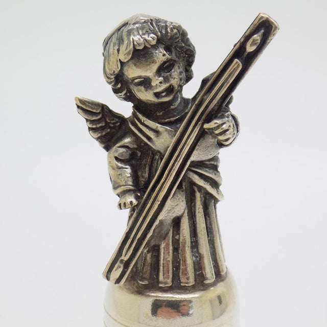 Silver Vintage Italian Handmade Silver Angel with Instrument Bell by Brandimarte, Florence, 1980s For Sale - Image 8 of 13
